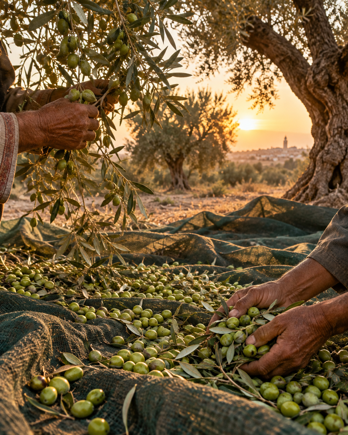Olives fraîchement récoltées à Kairouan